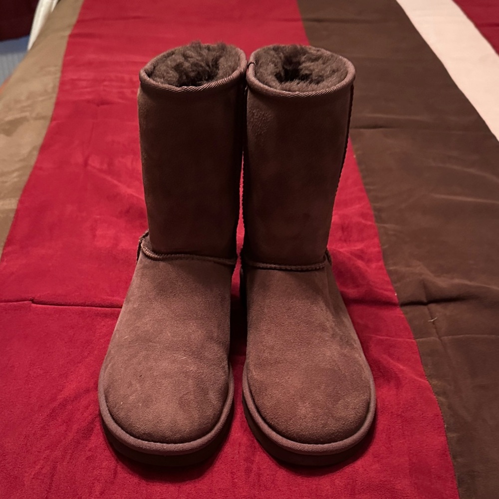 UGG Classic Short Brown Suede Boots with Plush Lining